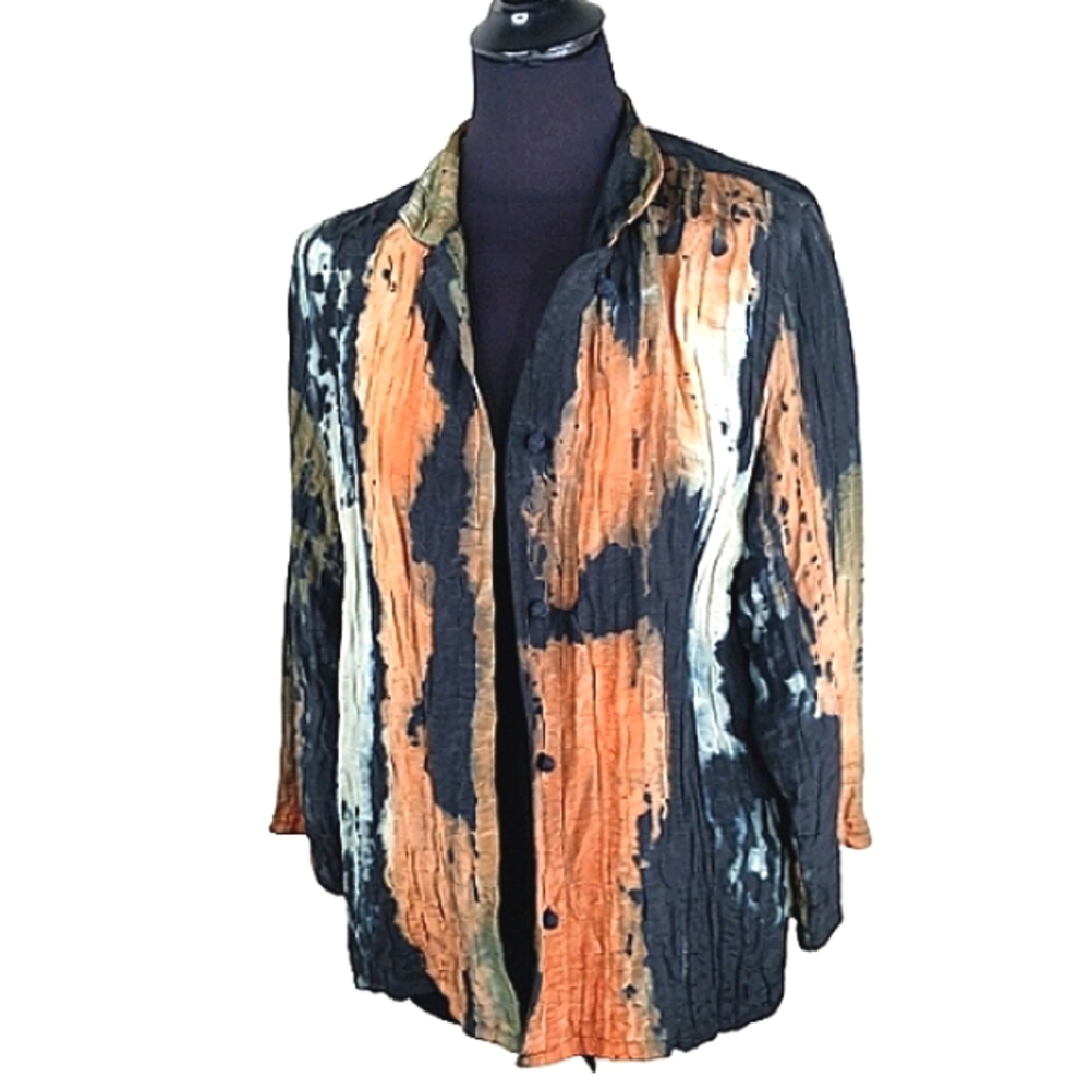 XIAOYAN LIN Blazer L / XL Art-To-Wear Hand-dyed Long Lagenlook Designer